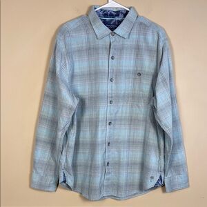 Tommy Bahama Men’s Coastline Cord Plaid Flannel Blue Gray Button-Up LS Shirt